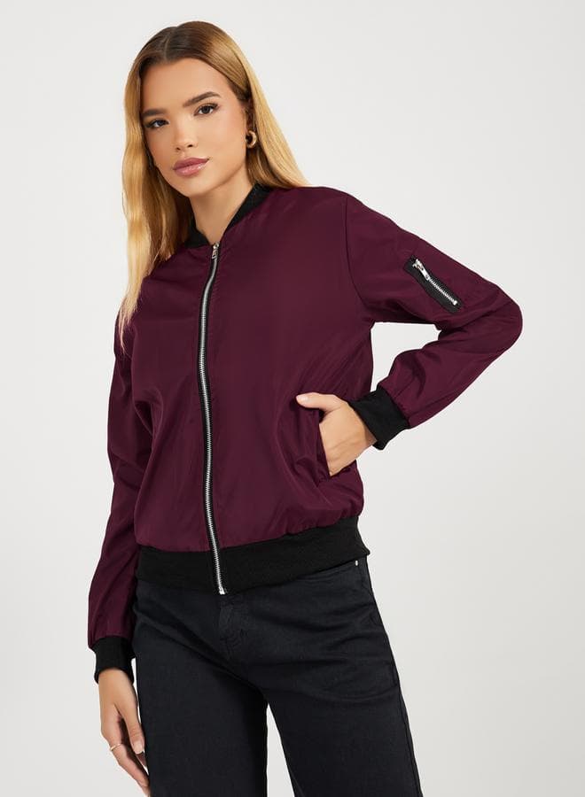 Regular Fit Zip-Up Bomber Jacket - Image 1