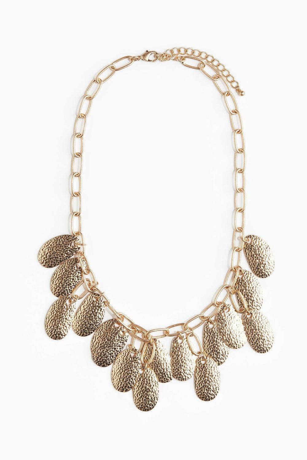 Metal-Disc Pendant Choker Necklace - Image 1