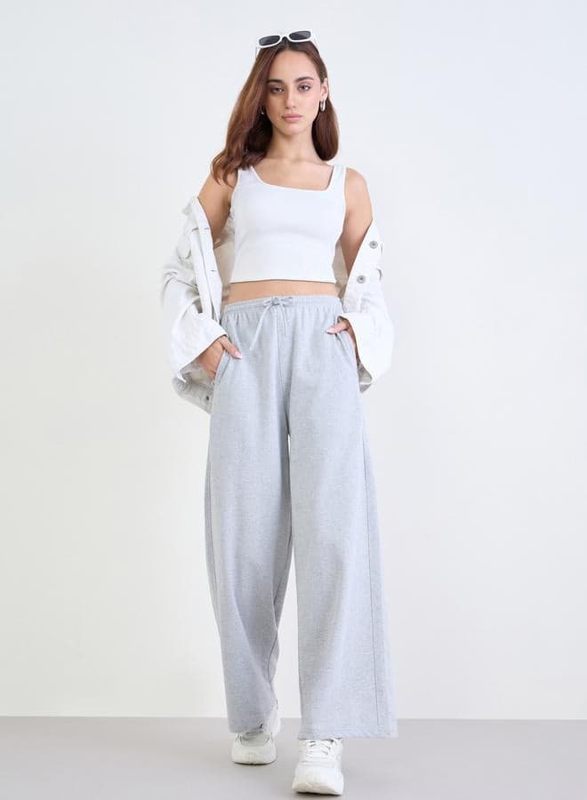 Styli Grey Wide-Leg Drawstring Joggers - Image 1