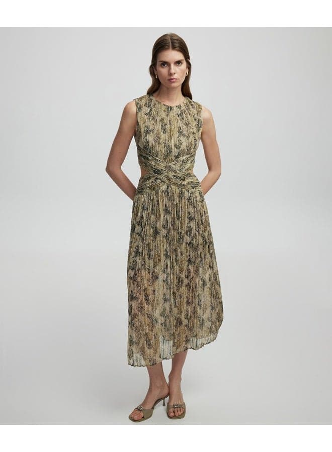 Regular Fit Patterned Chiffon Midi Dress - Image 1