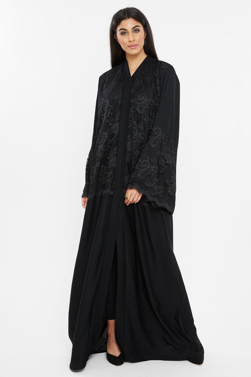 Premium Handpicked Nida Abaya with Matching Hijab AJ127A - Image 1