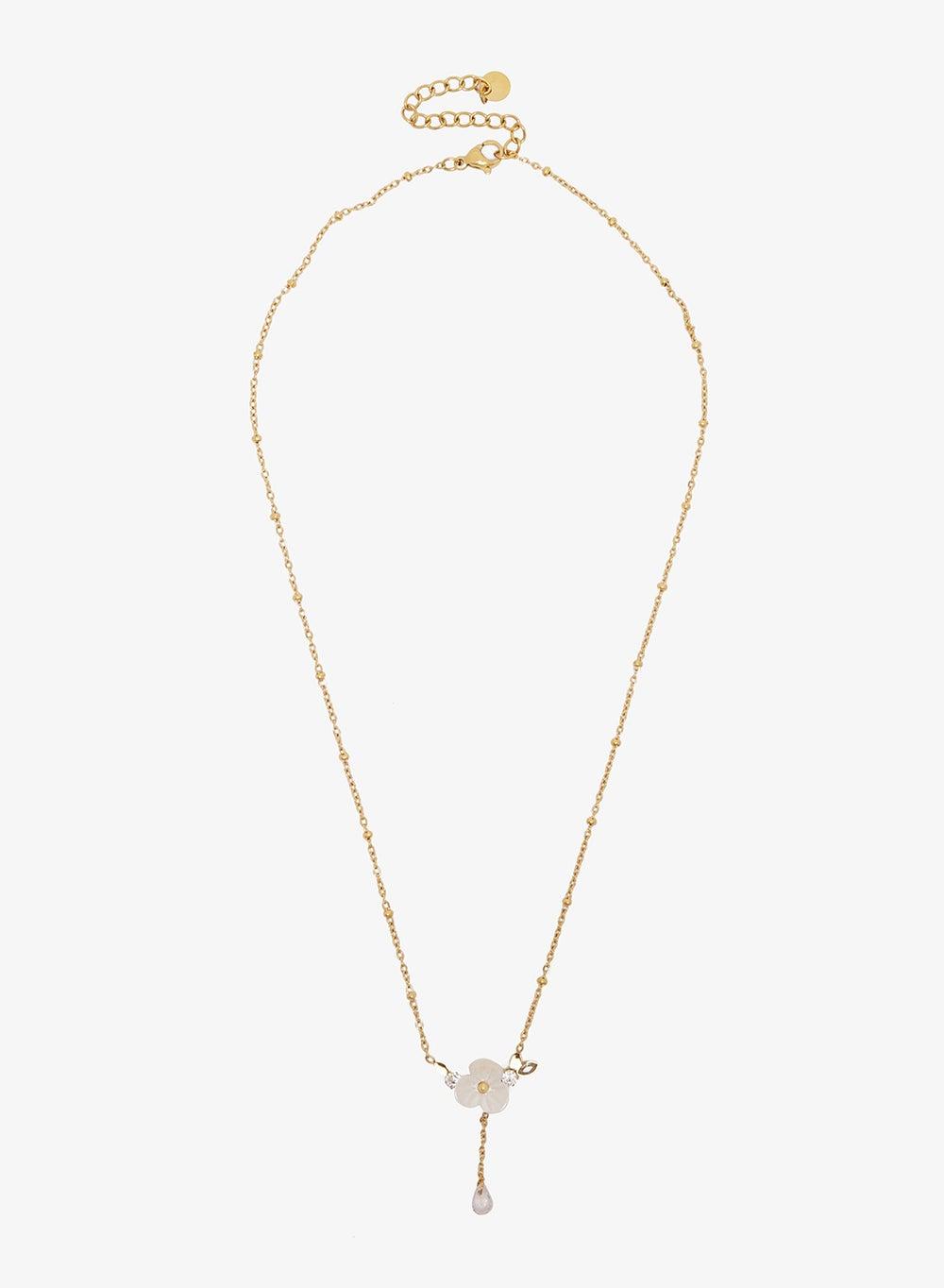 Drop Necklace with Flower Charm - Image 1