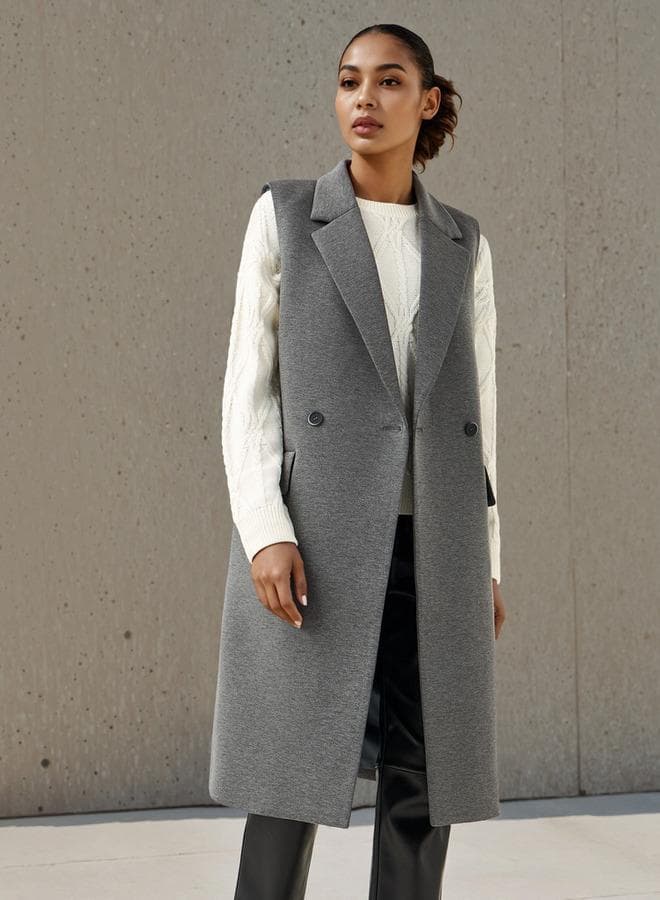 Iconic Notch Lapel Sleeveless Trench Coat - Image 1