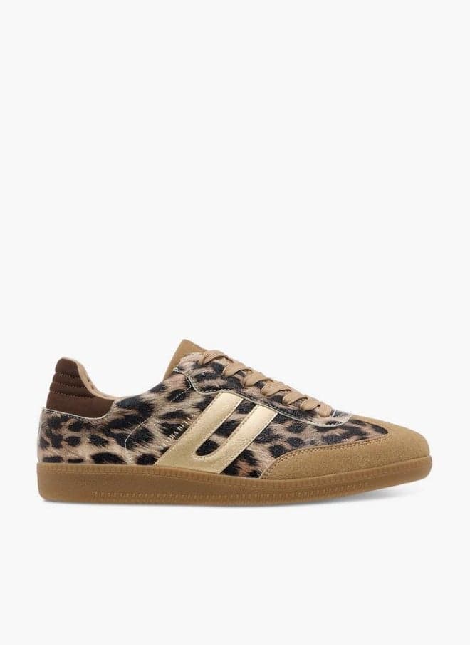 Women's Animal Print Lace-Up Low-Top Sneakers - Image 1