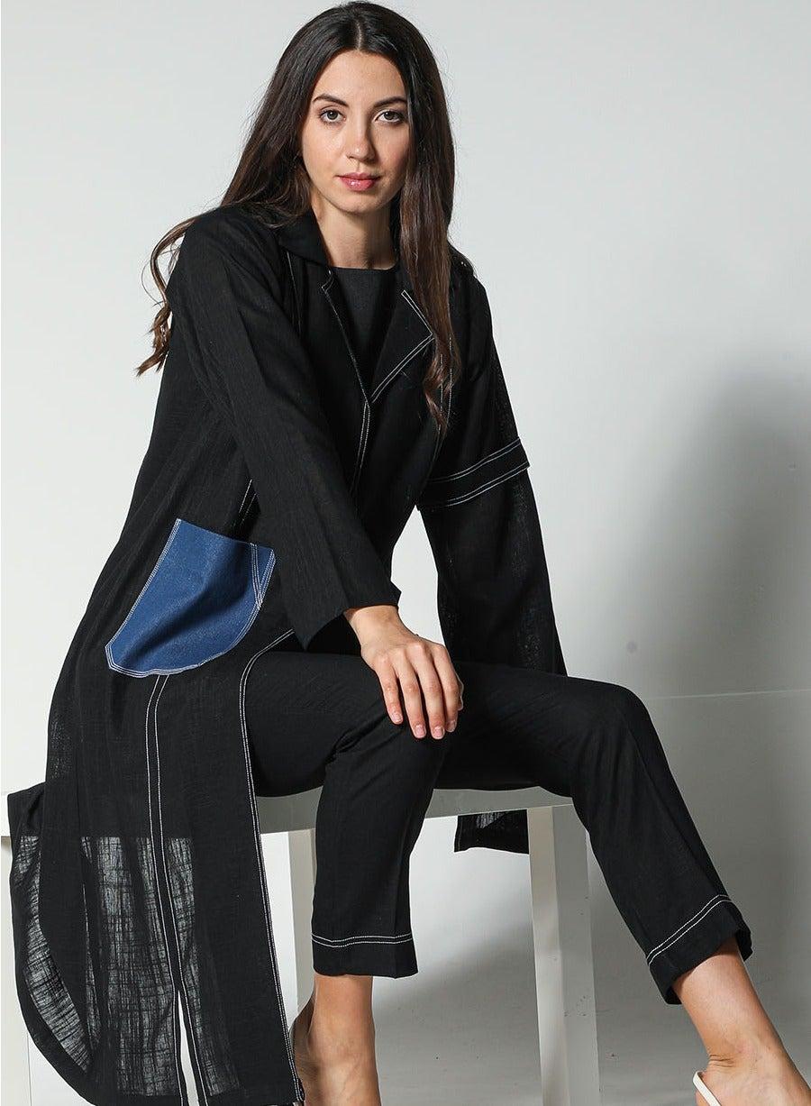 Pocket Detailed Denim Travel Set - Image 1