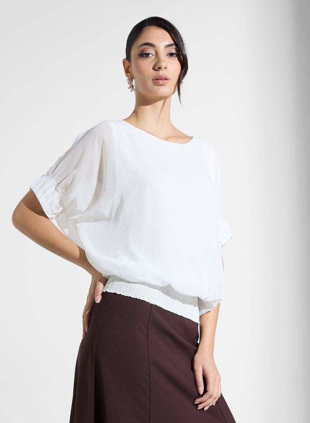 Short Sleeve Polyester Modest Blouse - Image 1