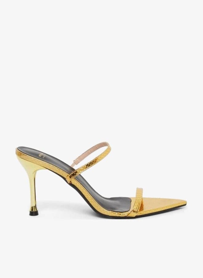 Gold Stiletto Heel Slip-On Sandals - Image 1