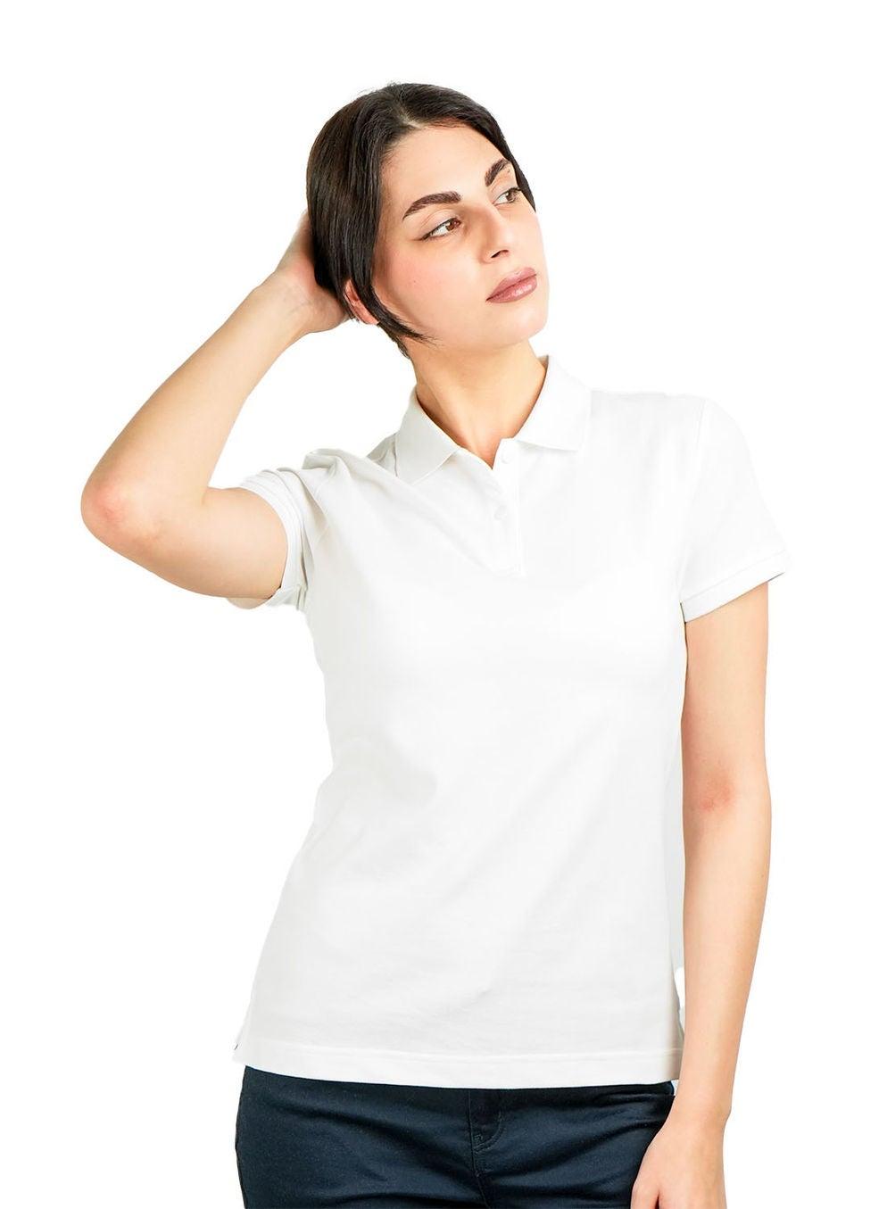 Women's Cotton Lycra Slim Fit Solid Polo Shirt - Image 1