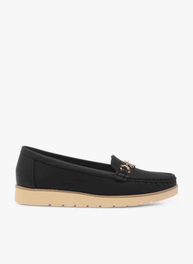Textured Slip-On Loafers with Elegant Metal Accent - Image 1