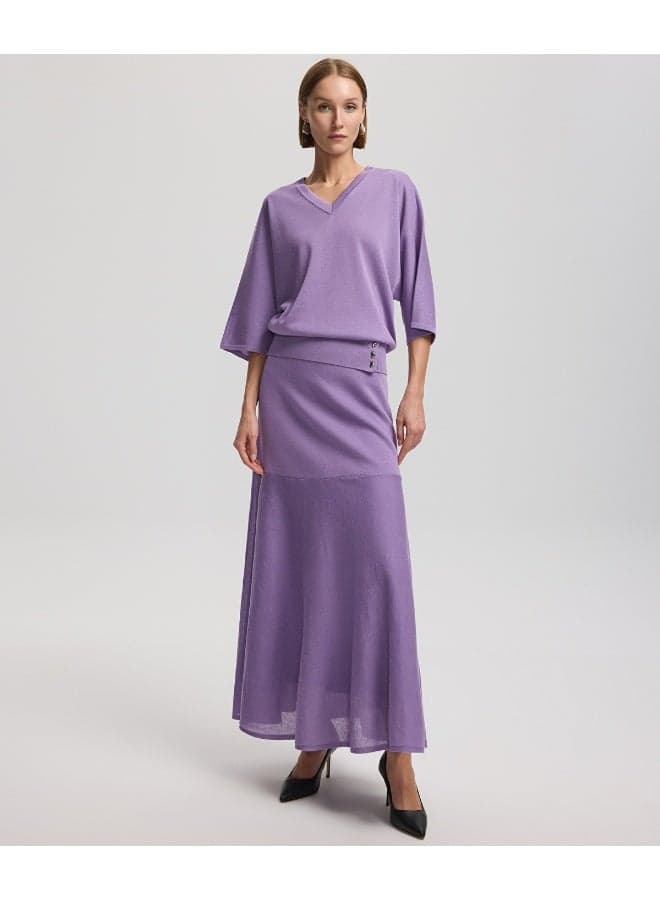 Flared Fit Long Knit Skirt - Image 1