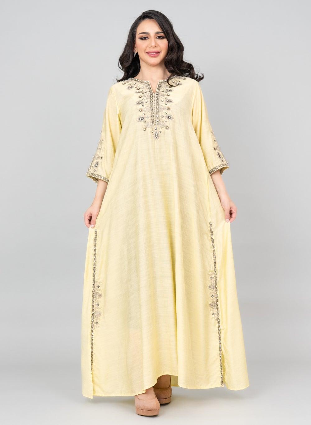 Royal Radiance Yellow Crystal Jalabiya IK3007 - Image 1