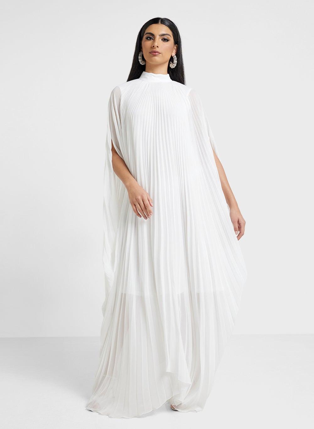 Pleated High Neck Maxi Dress - Image 1