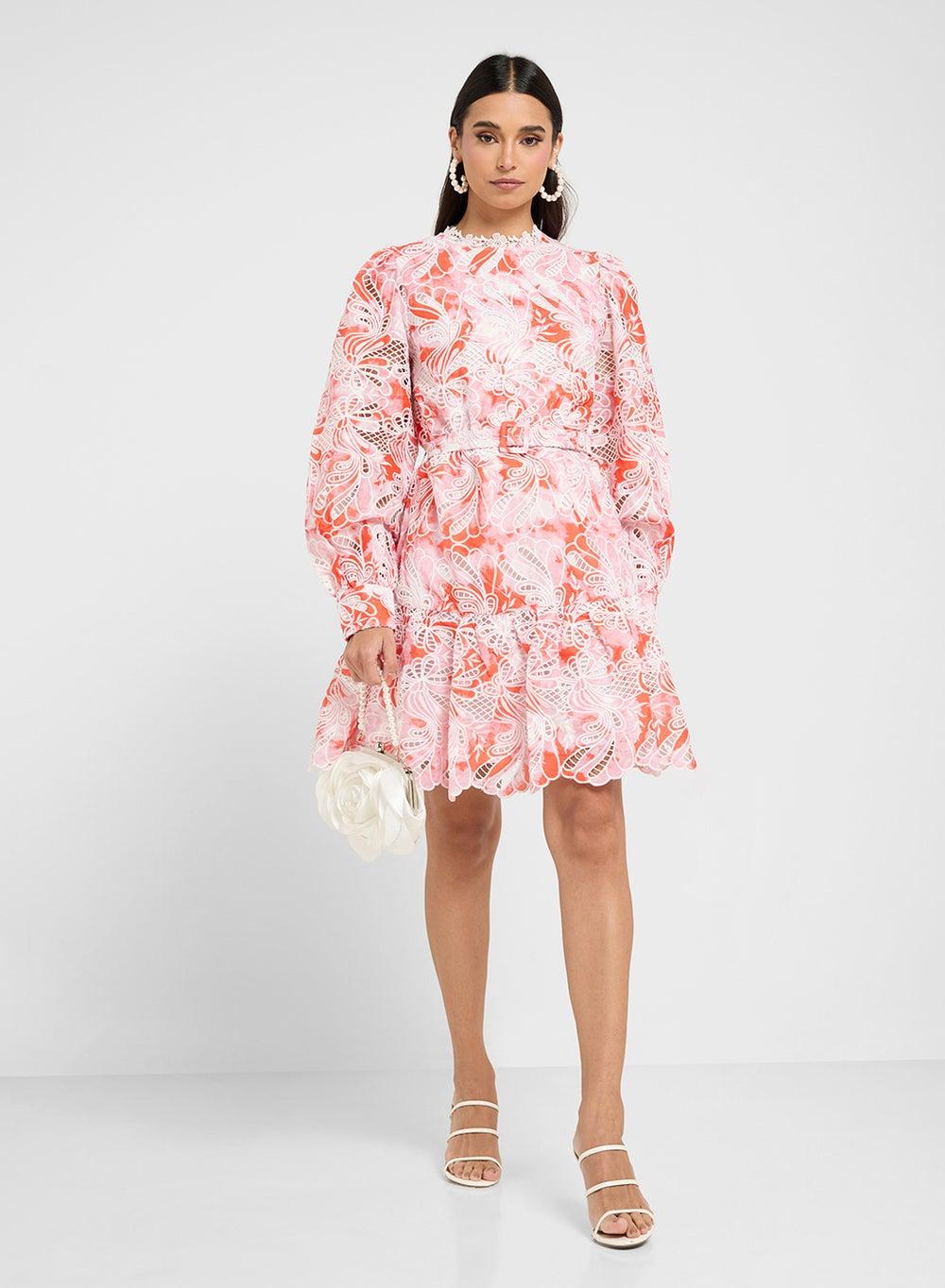 Floral Tiered Mini Dress with Puff Sleeves - Image 1