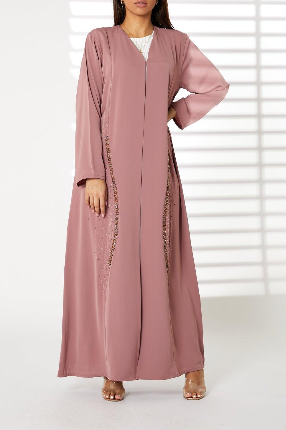 Embroidered Open Front Abaya - Image 1