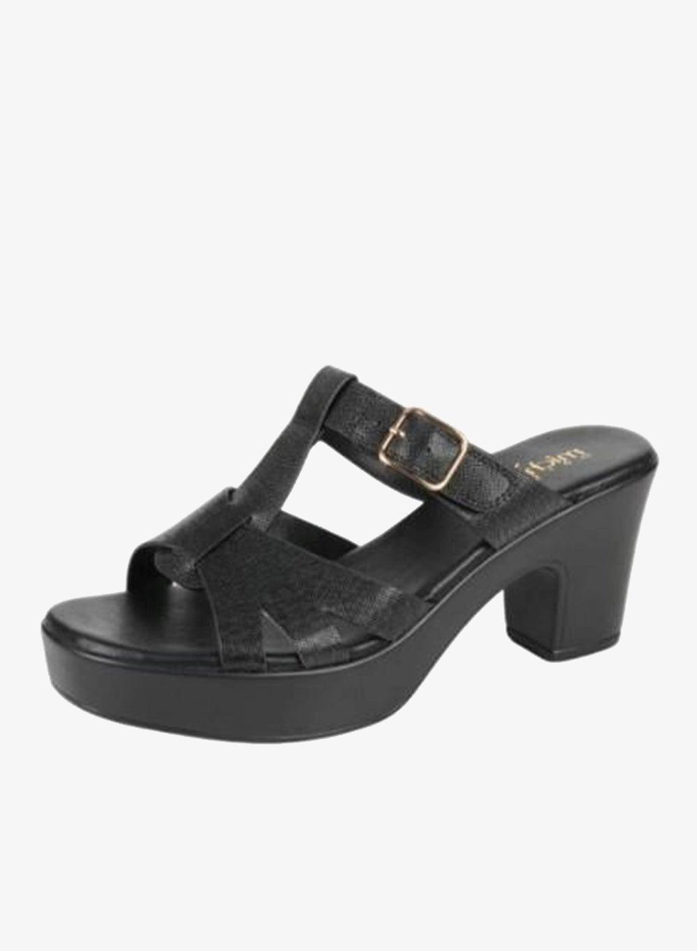 092-2887 Michelle Morgan Black Block Heel Sandals 314RJ852 - Image 1