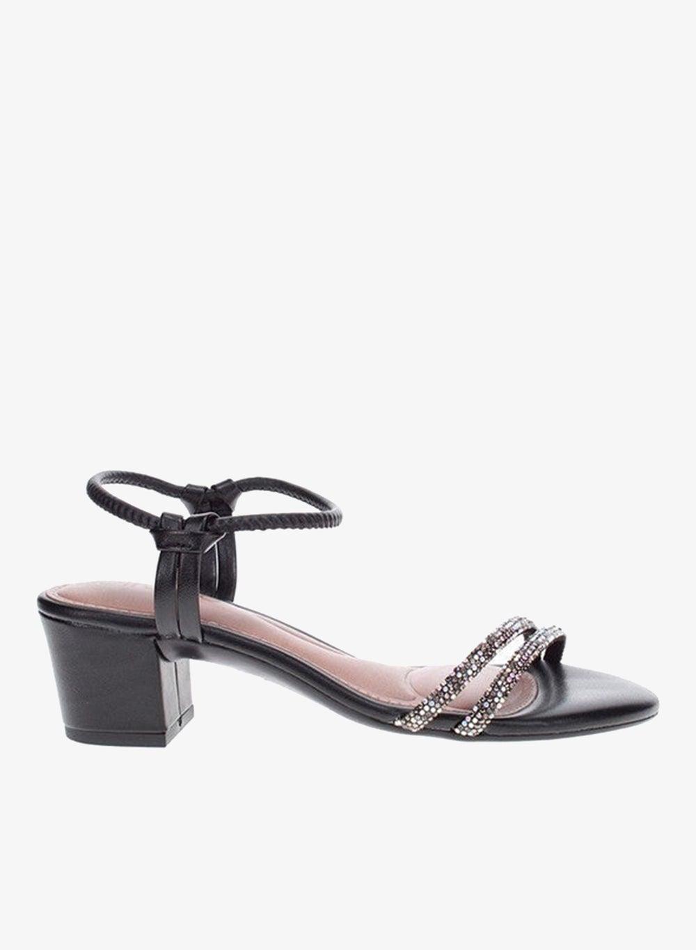 Mid Heel Sling Back Sandals with Ankle Strap - Image 1