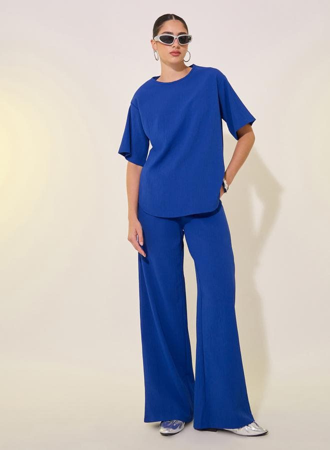 Solid Oversized Round Neck Co-Ord Set - Image 1
