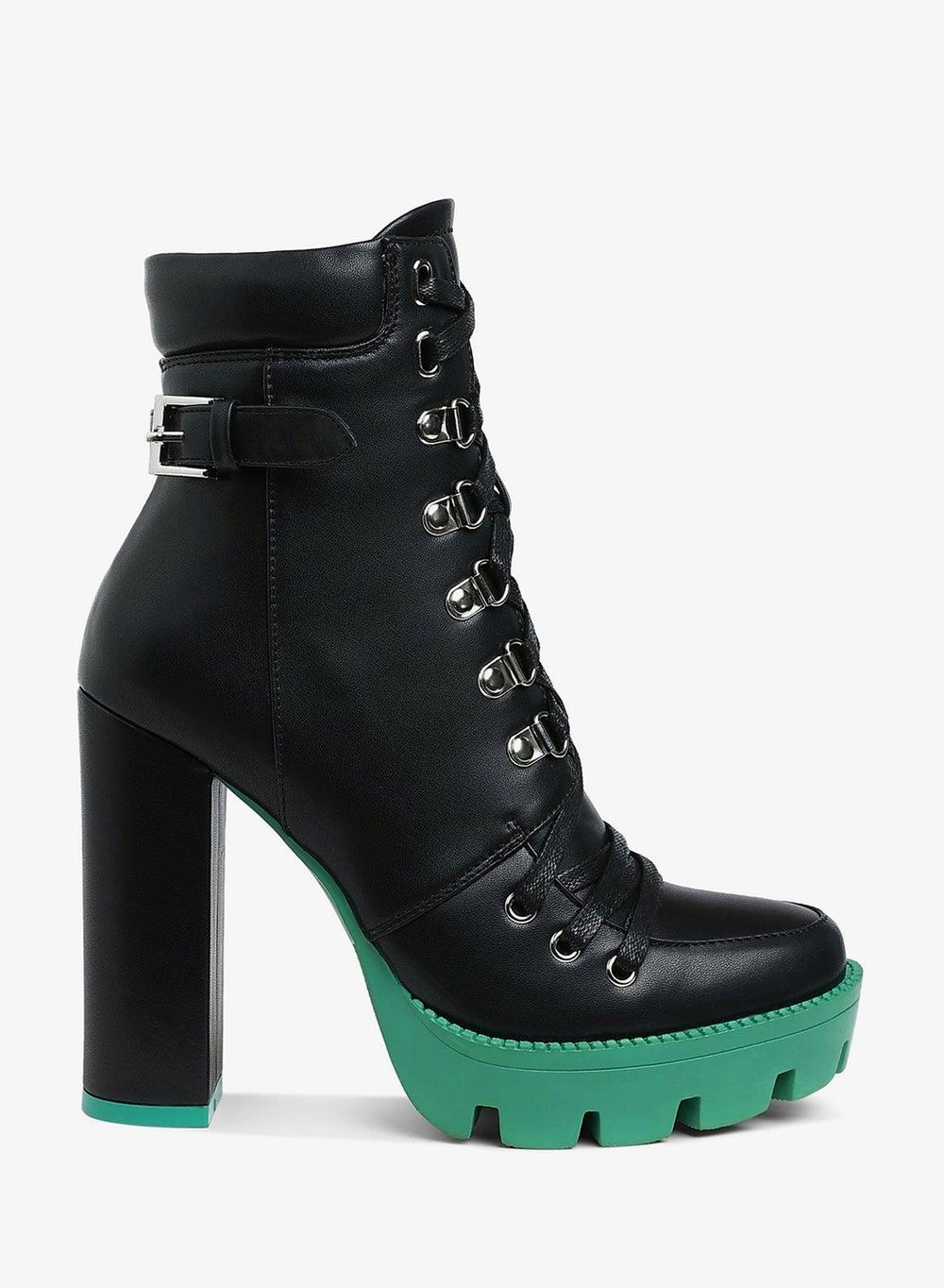 Black Cushion Collared Biker Ankle Boot - Image 1