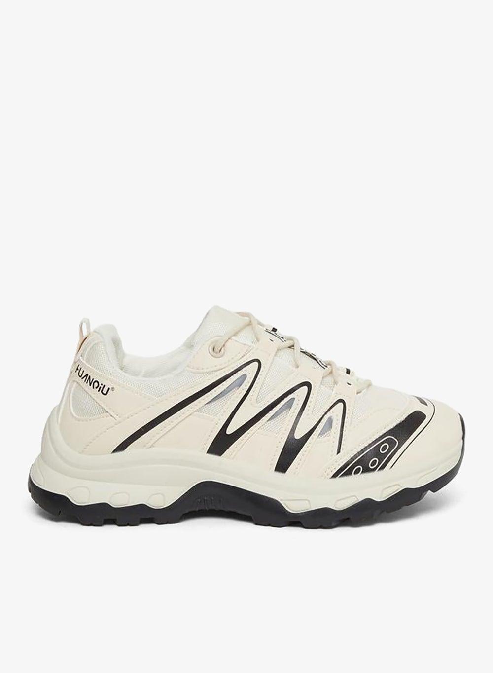 Beige Chunky Lace Up Low Top Sneakers - Image 1
