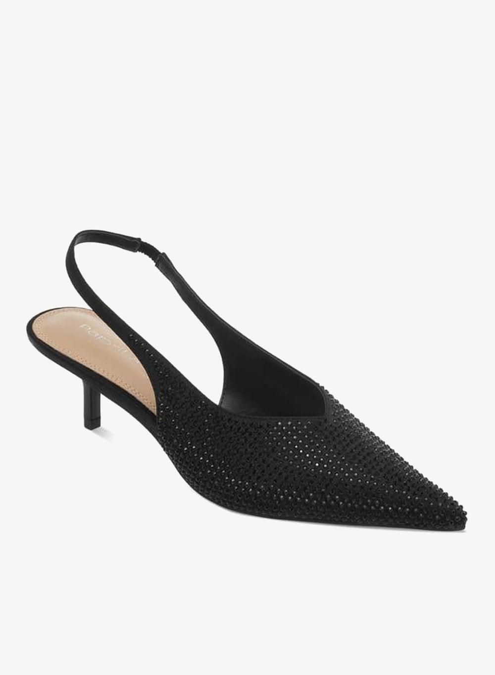 Embellished Pointed Toe Slingback Kitten Heel Pumps - Image 1