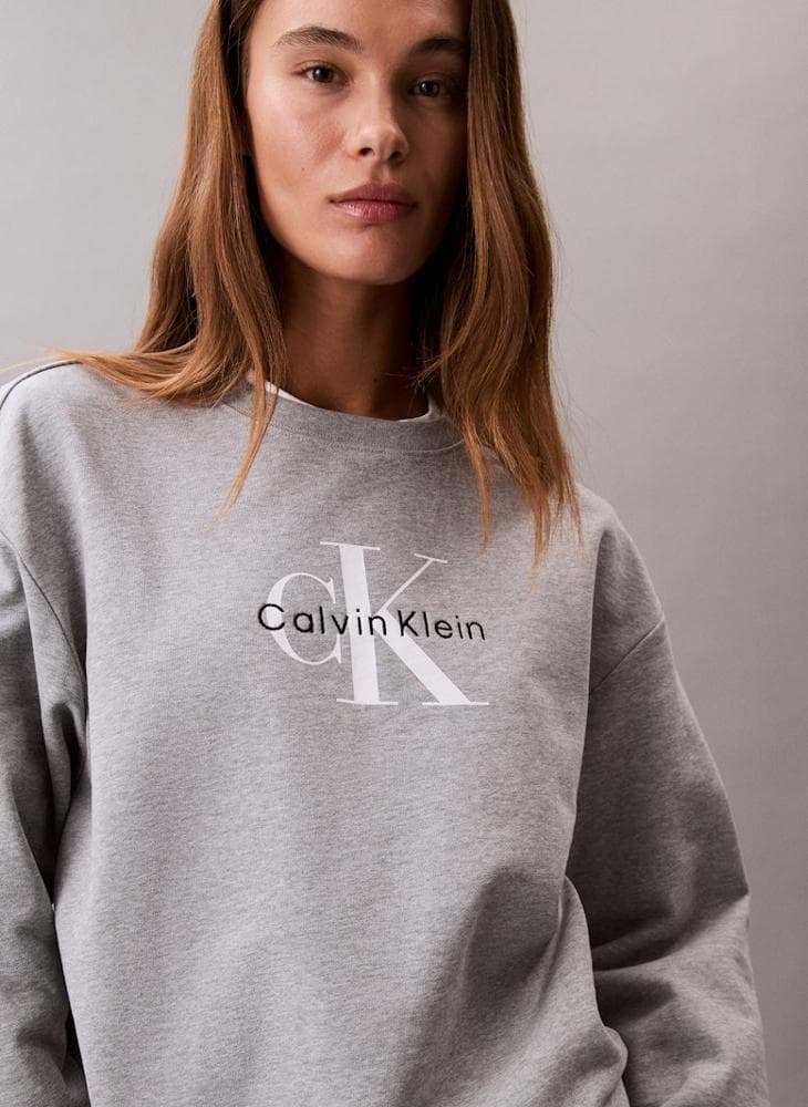 Graphic Crew Neck Sweatshirt with Monologo Detail - Image 1