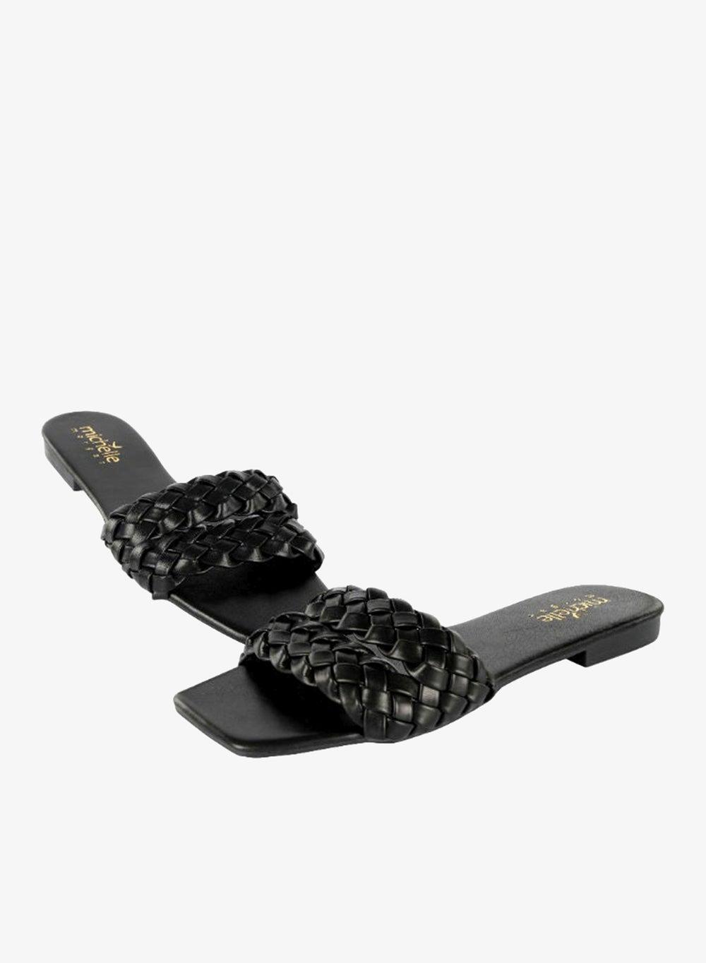 092-2281 Michelle Morgan Black Flat Sandals - Image 1