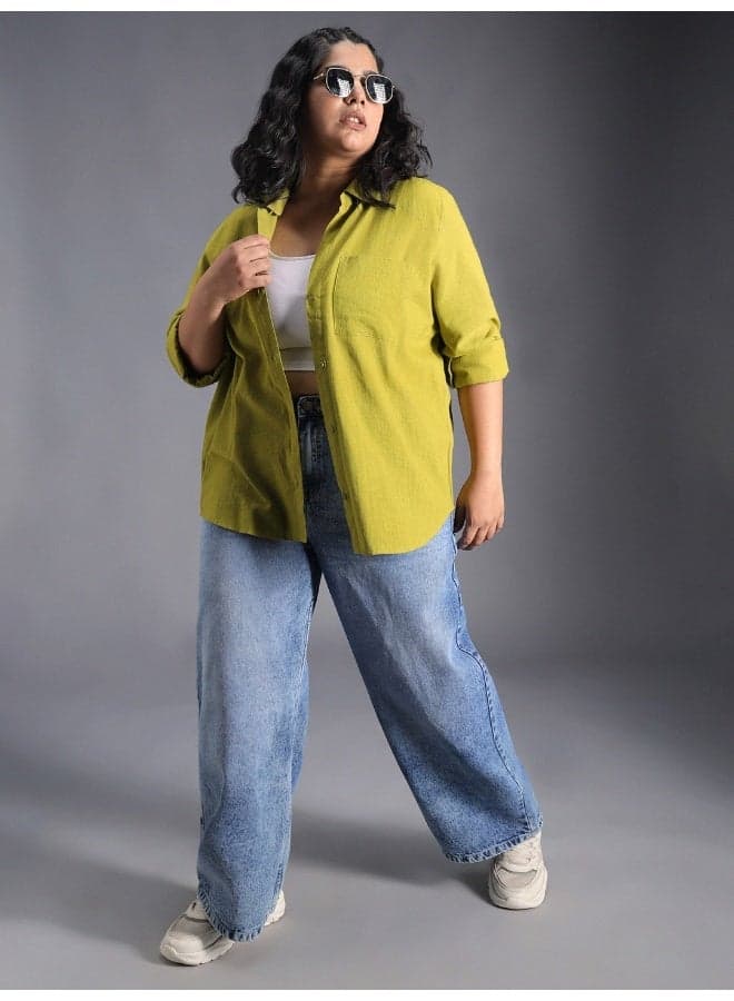 Women's Oversized Green Shirt for Effortless Everyday Style - Image 1