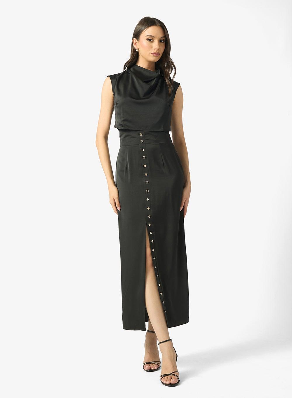 Mock Crop Top Maxi Dress - Image 1