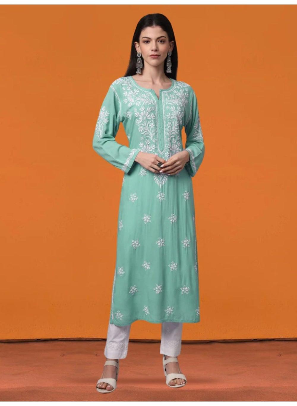 Hand Embroidered Chikankari Modal Kurta AL4059 - Image 1