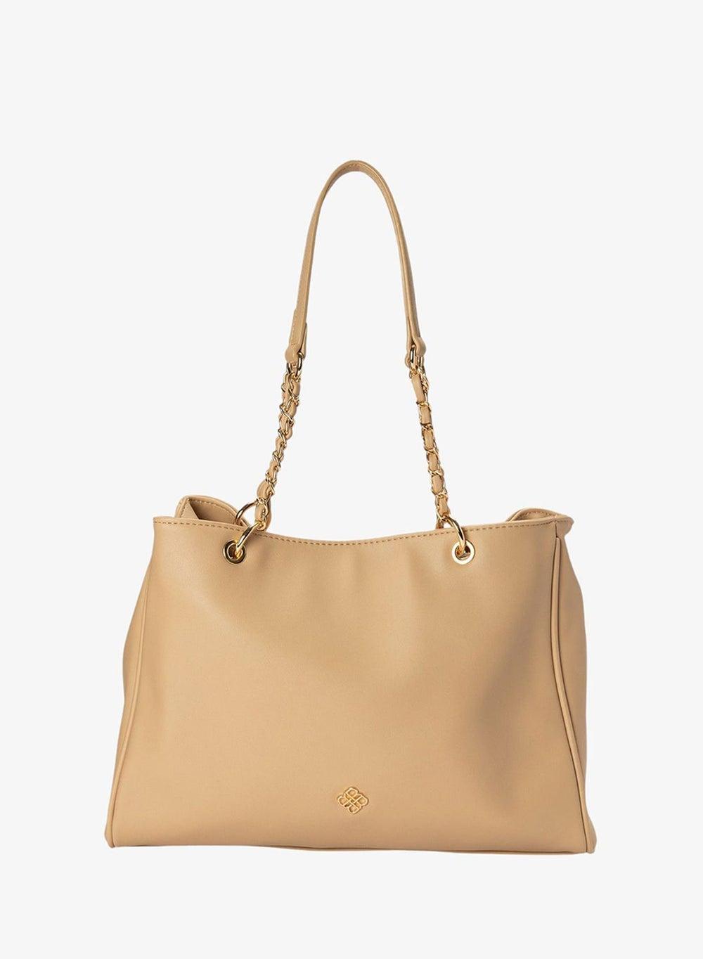 Solid Shoulder Bag with Chain Detail Strap - Image 1