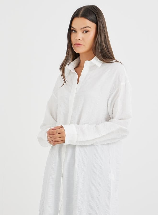 Plain Regular Fit Button Closure Maxi Kimono - Image 1