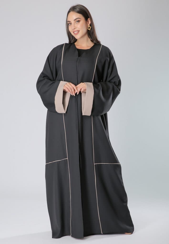 Contrast Piping Abaya - Image 1