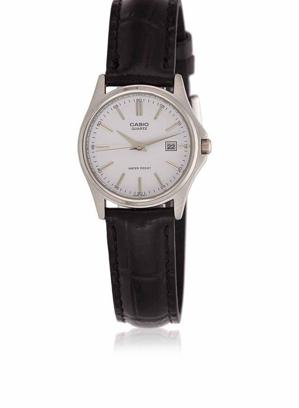 Women’s Analogue Watch with White Dial and Leather Strap - Image 1