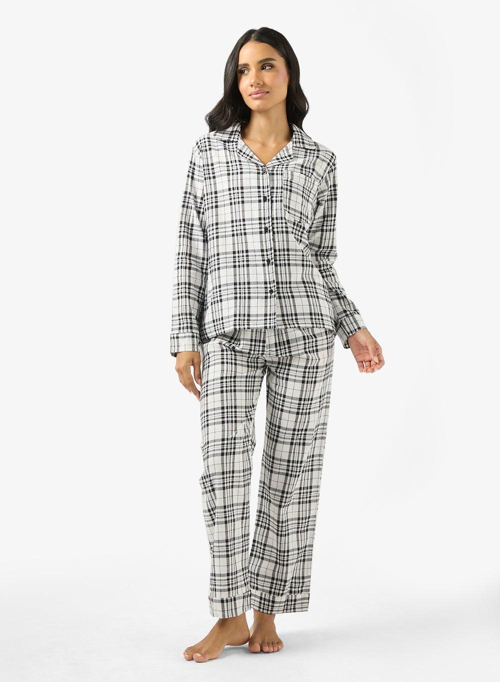 Cotton Plaid Relaxed Fit Shirt & Pyjama Set - Image 1