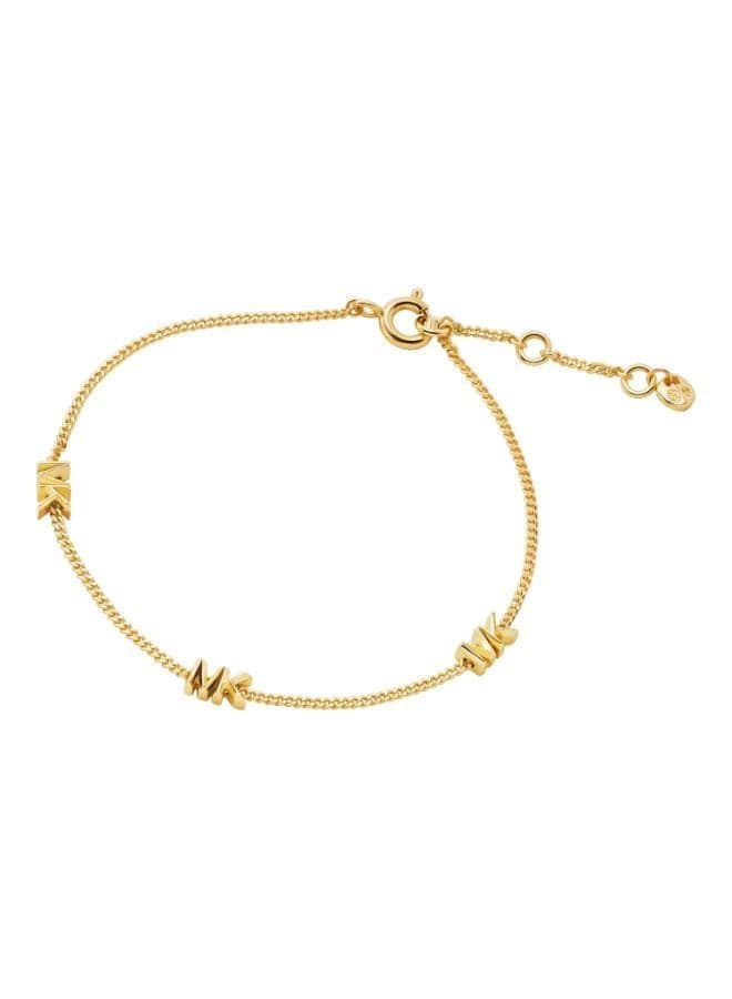 Base Metal Chain-Link Bracelet with Logo Charms - Image 1