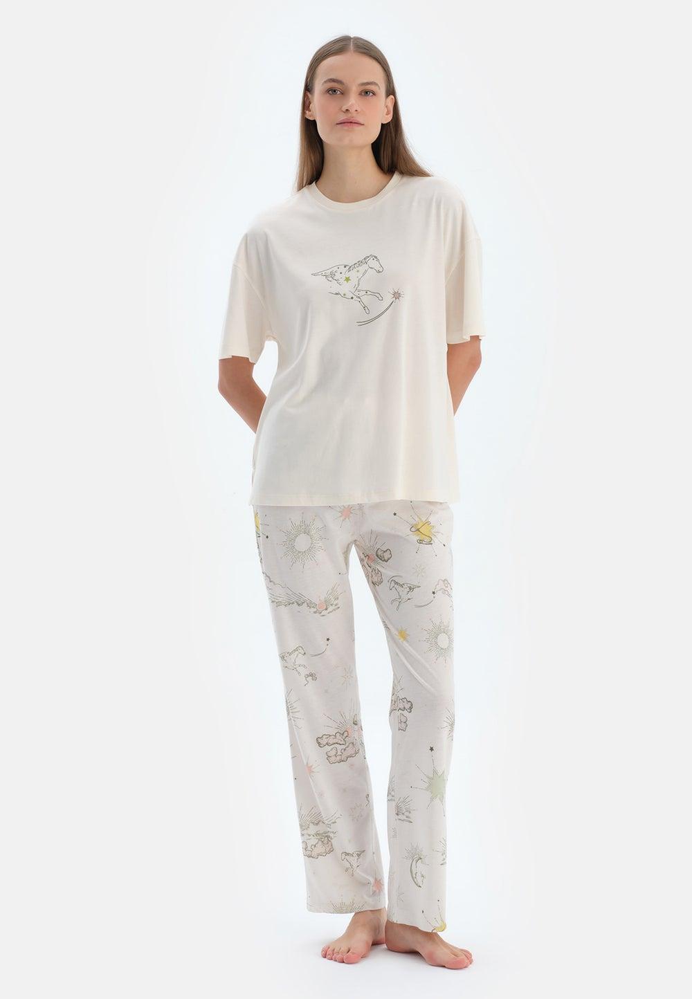 Animal Print Cotton Blend Long Pajama Set - Image 1