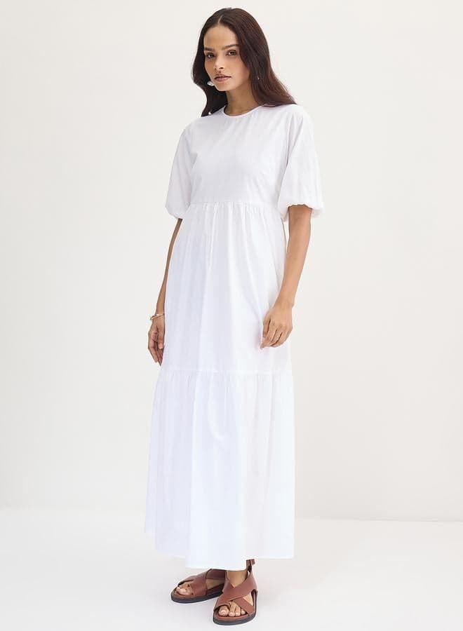 Femmella White Cotton Tiered Maxi Dress - Image 1