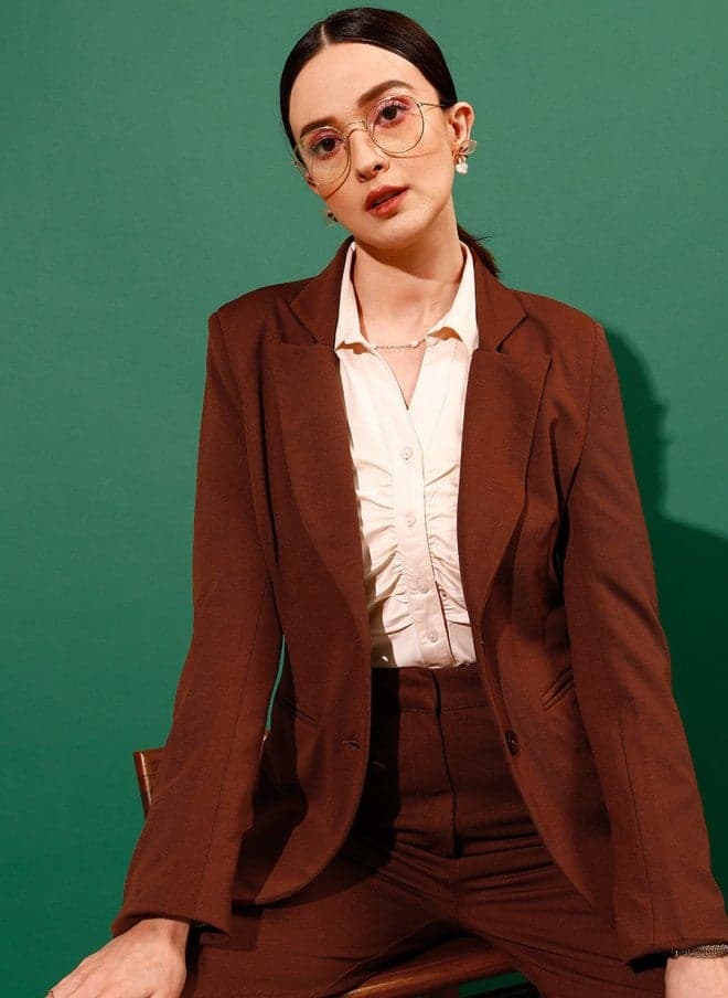 Brown Slim-Fit Formal Blazer for Women - Image 1