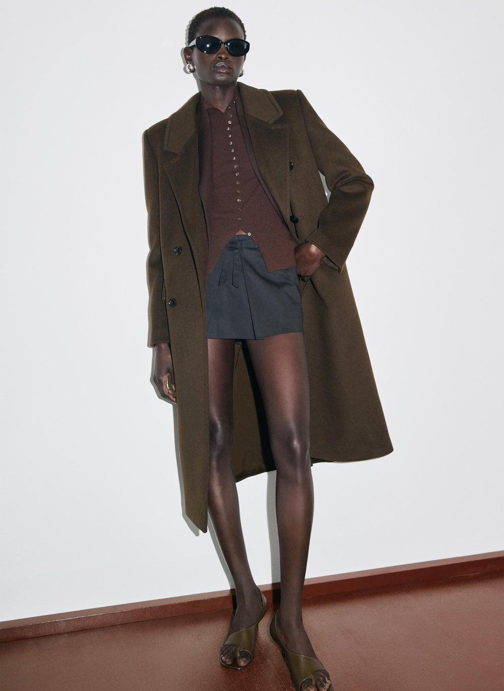 Double-Breasted Wool Blend Coat - Image 1