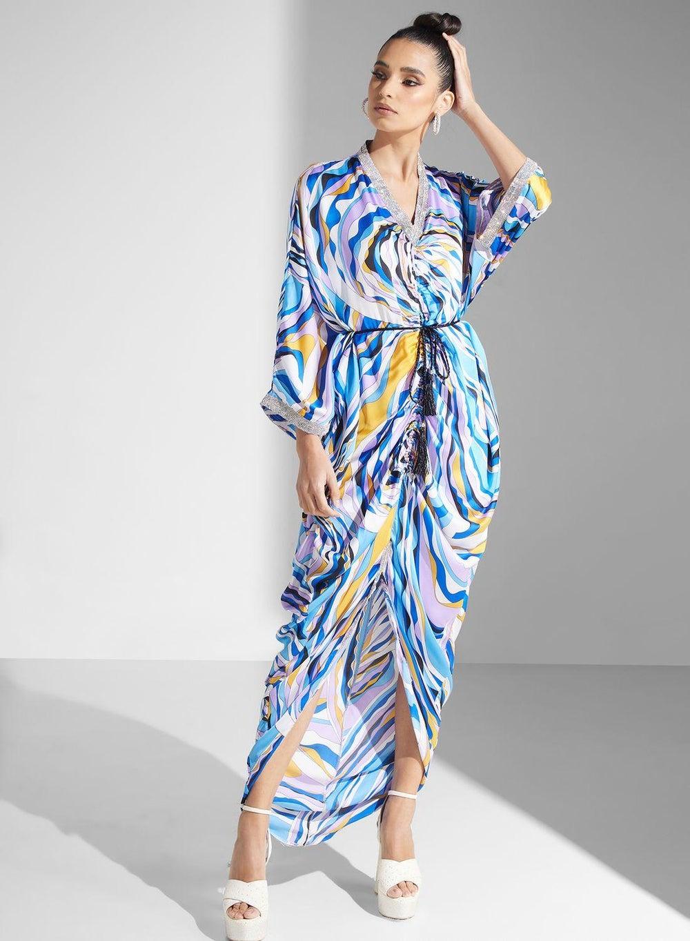 Tie Detail Printed Dress for Women - Image 1