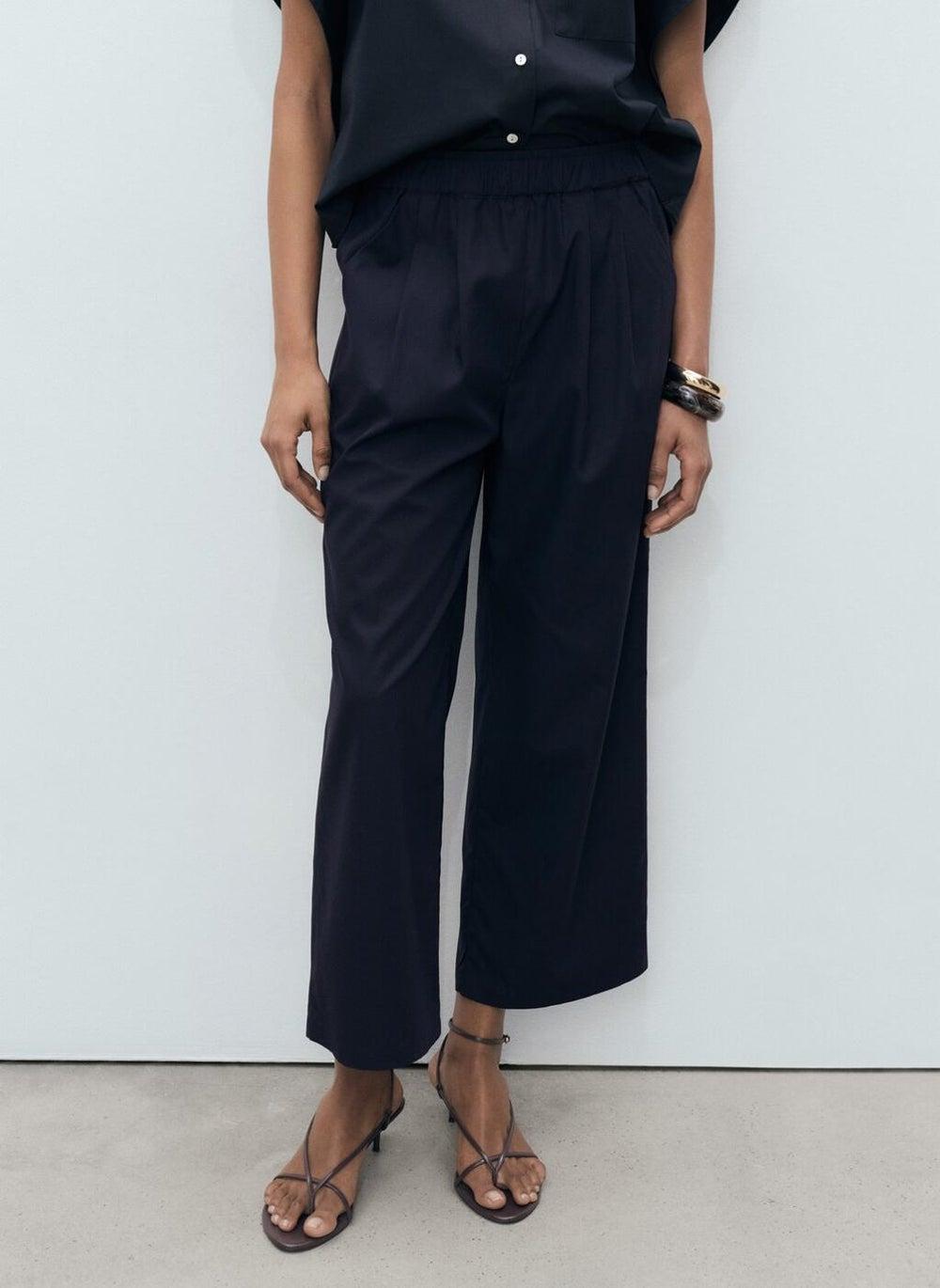 Straight-Cut Crop Trousers in Cotton-Lyocell Blend - Image 1