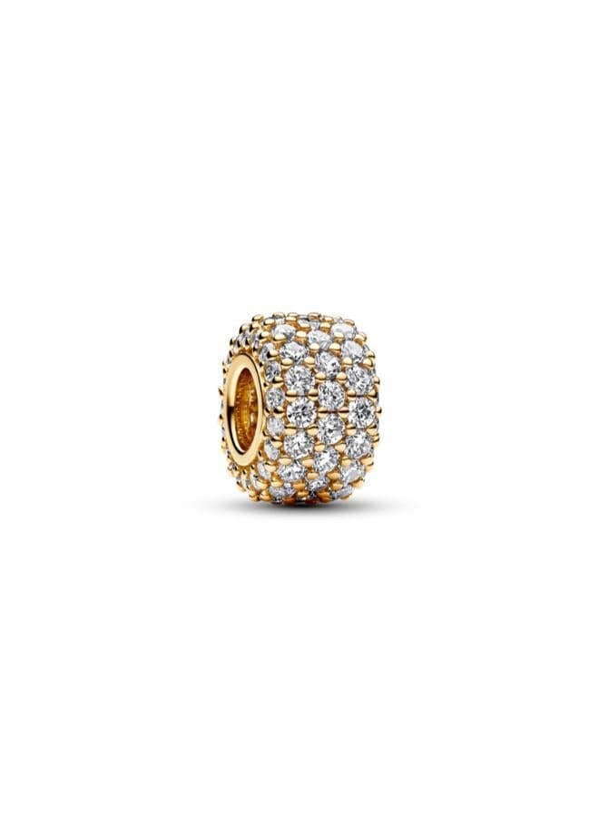 Sparkling Pavé Triple-Row Clear CZ Charm - Image 1