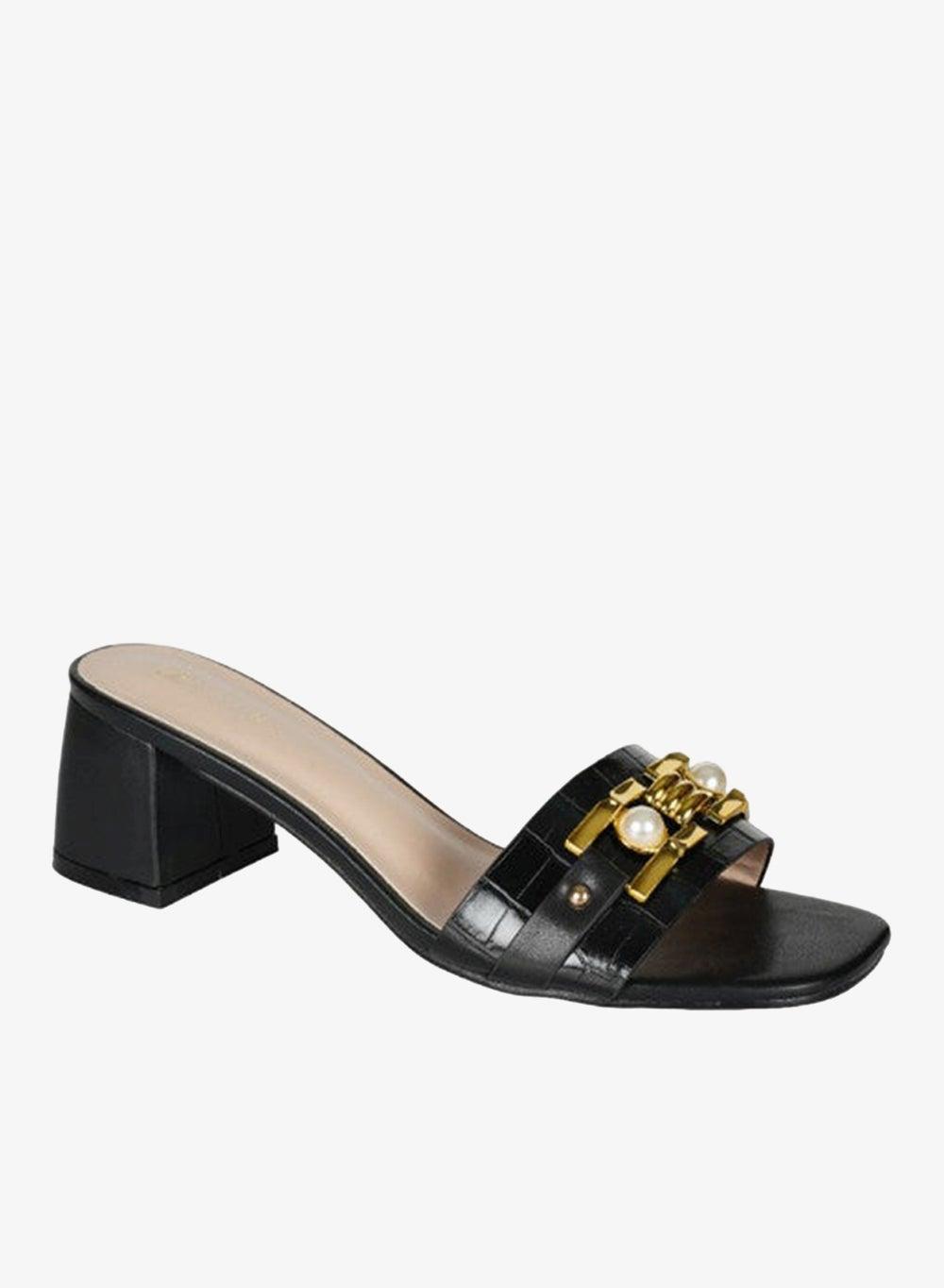 221-86 Zayna Ladies High Block Heel Slip-On Sandals - Image 1