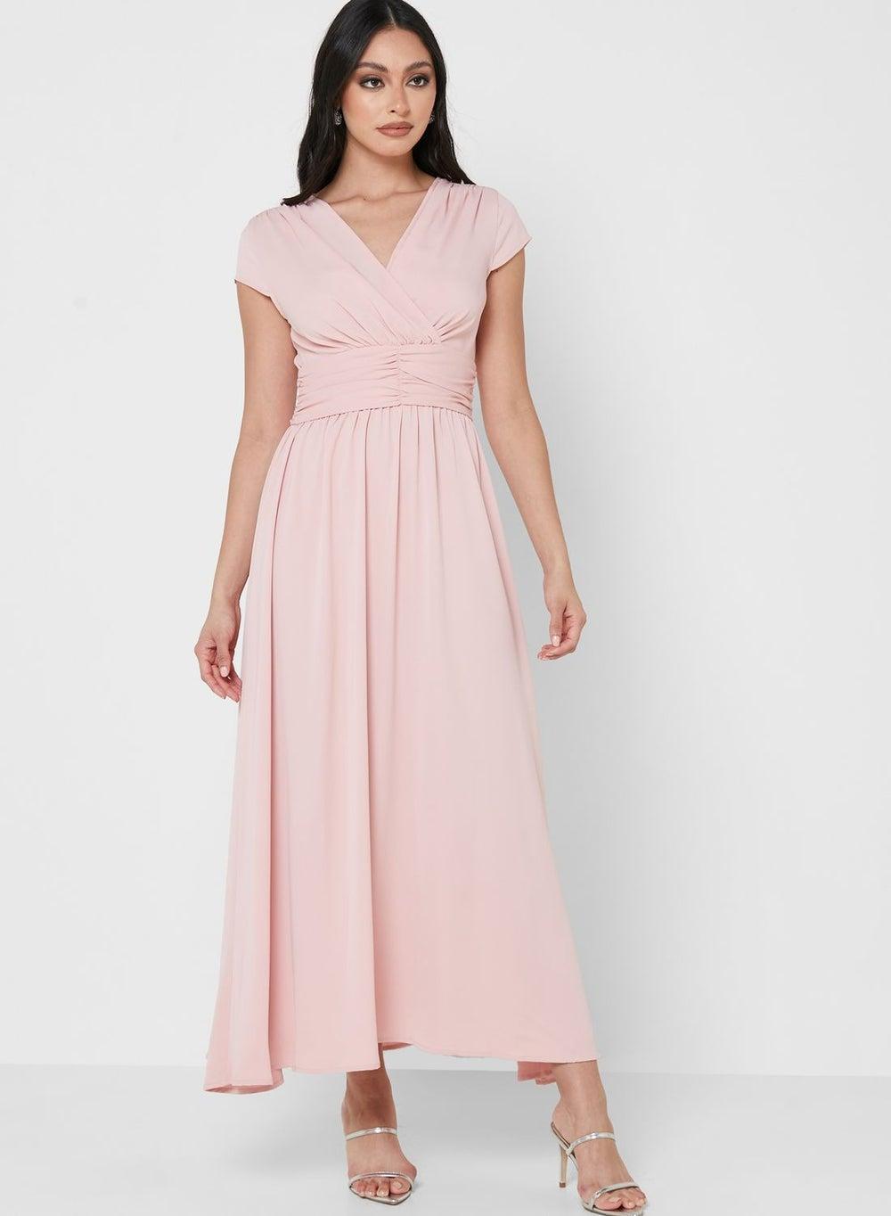 Ruched Waist Fit & Flare Midi Dress - Image 1