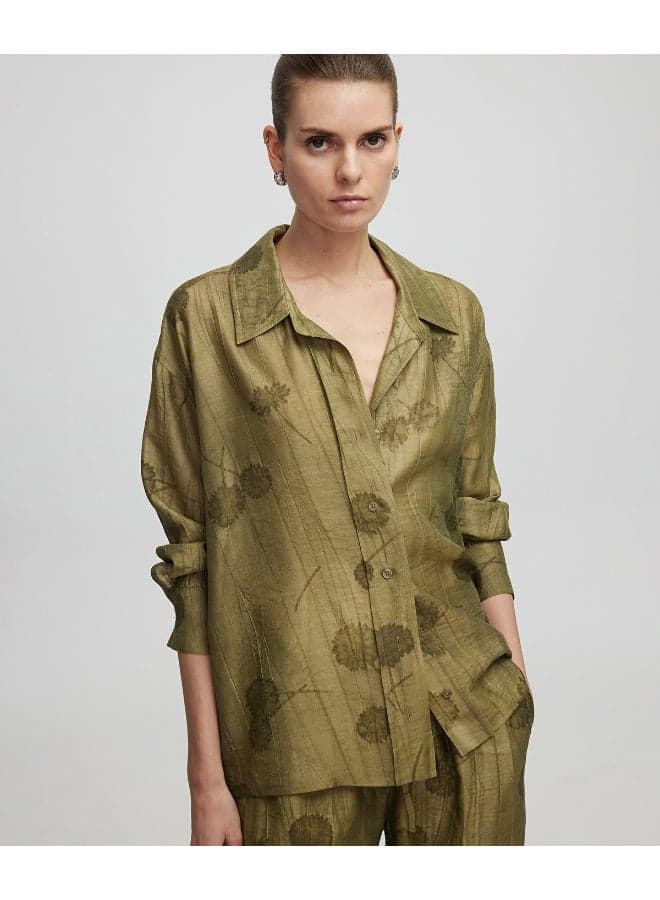Relaxed Fit Floral Jacquard Shirt - Image 1