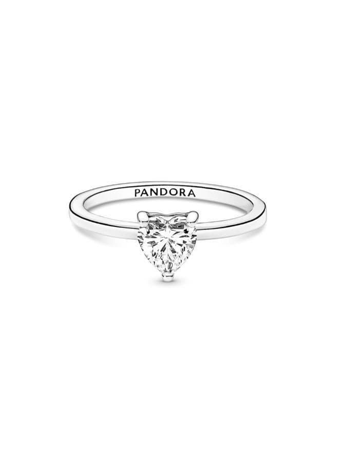 Sparkling Heart Solitaire Ring in Sterling Silver - Image 1