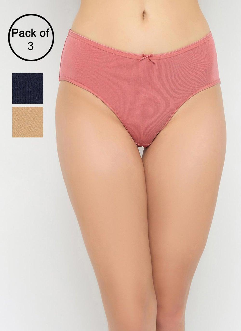 Clovia Pack of 3 Mid Waist Cotton Hipster Panties - Image 1