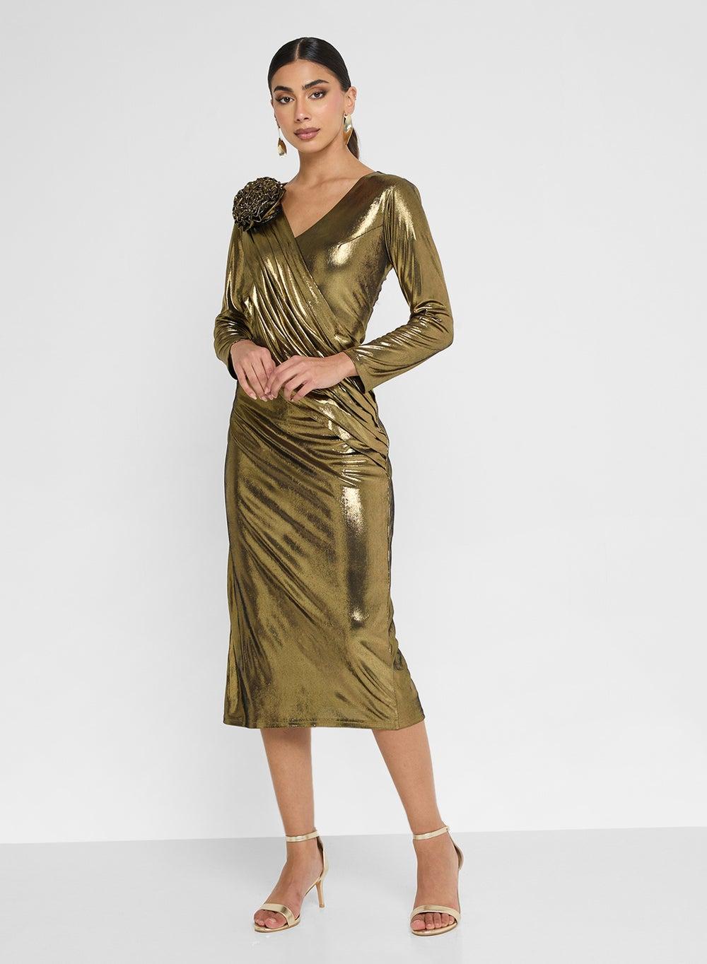 V-Neck Midi Dress for Women - Image 1
