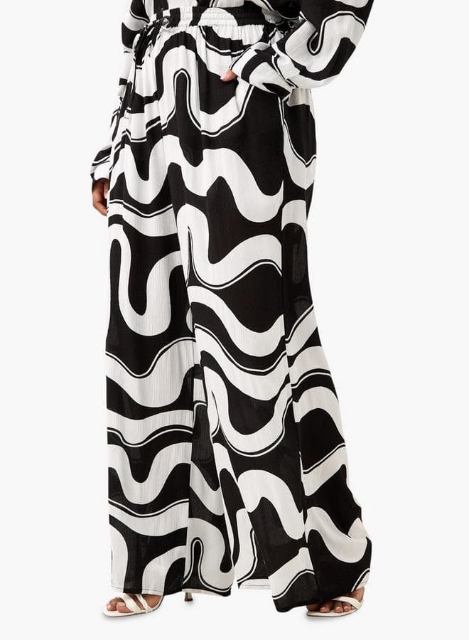 Plus Size Ulla Popken All-Over Print Wide Leg Pants - Image 1