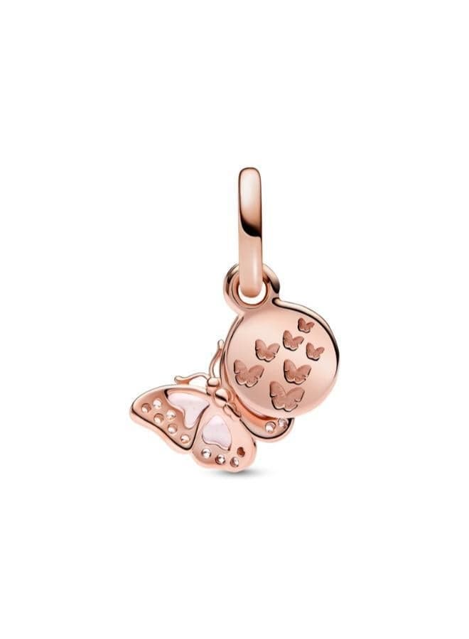 Pink Butterfly & Quote Double Dangle Charm - Image 1